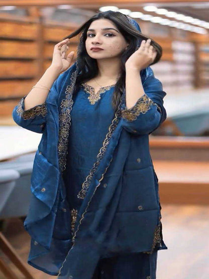 WT New Designer Jimmy Choo (GMY) Silk Collection – Heavy Embroidery 3-Piece Set