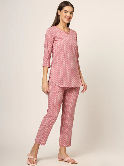 Divena Round & Collared Neck Cotton Night Suits with Payjama