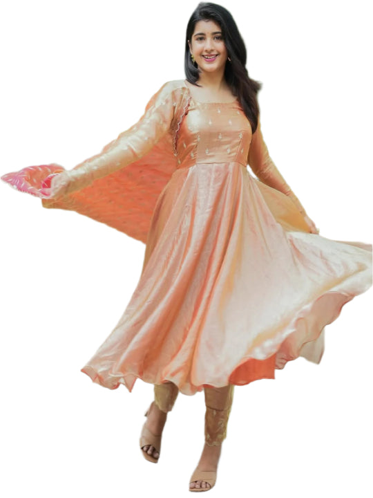ES Women Premium Space Silk Gown & Dupatta with Sequence Embroidery Work