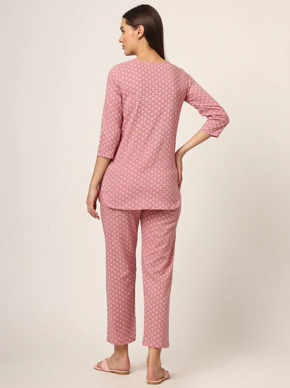 Divena Round & Collared Neck Cotton Night Suits with Payjama