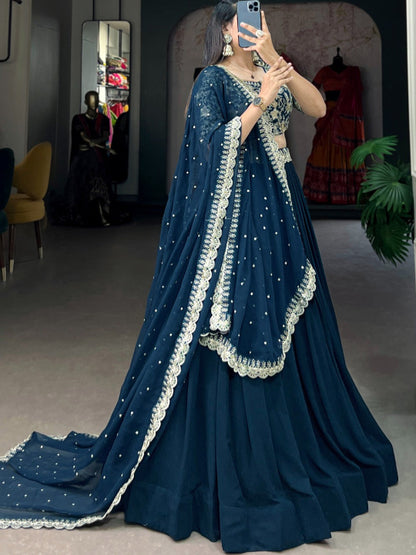ES Georgette Lehenga Choli and an Intricately Embroidered Banglory Blouse