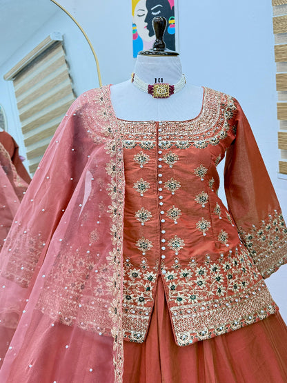 ES New Designer Shimmer Silk Party Top Lehenga & Dupatta Set