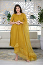 ICF Women Multi-Color Slub Cotton Kurti Set with Pant & Dupatta