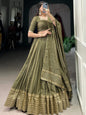 ES Pure Chanderi Plain Lehenga with Intricate Zari Work Border