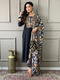 ICF Women's Roman Viscose Embroidered Kurta with Pant and Crep Silk Dupatta