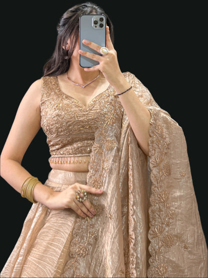 ES Gold Crush Wedding Lehenga, Blouse & Dupatta Set