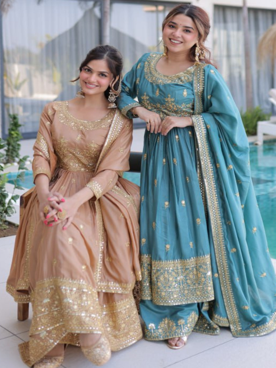 ER Heavy Party Wear Super Silk Sharara Suit with Embroidered Dupatta