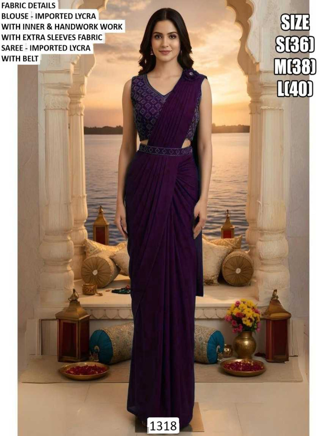 YNF Ready-To-Wear Premium Lycra Designer Saree with Elegant Handwork