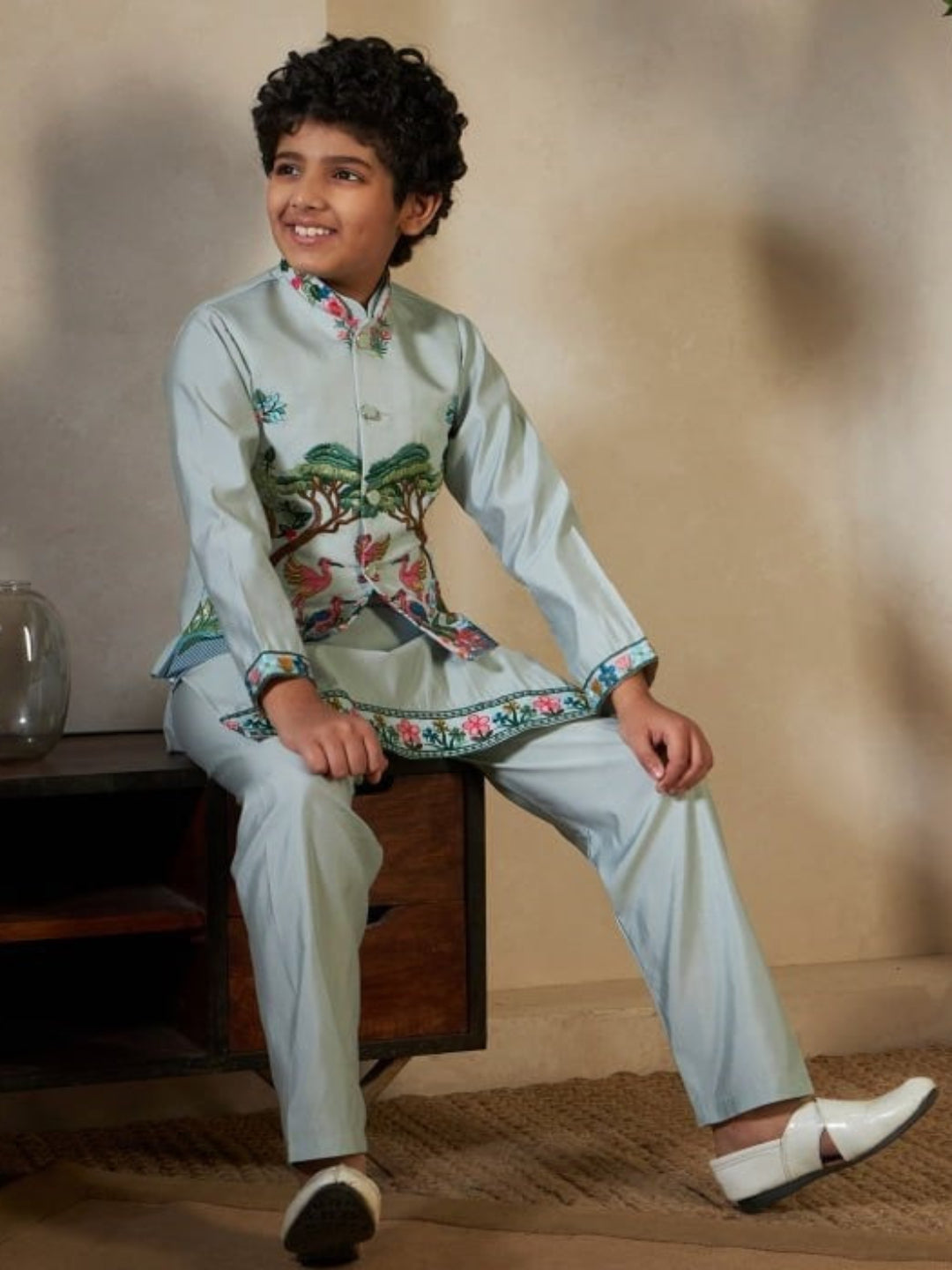 RE Royal Kids 3-Piece Koti, Kurta & Pant Set | Premium Viscose Silk Collection