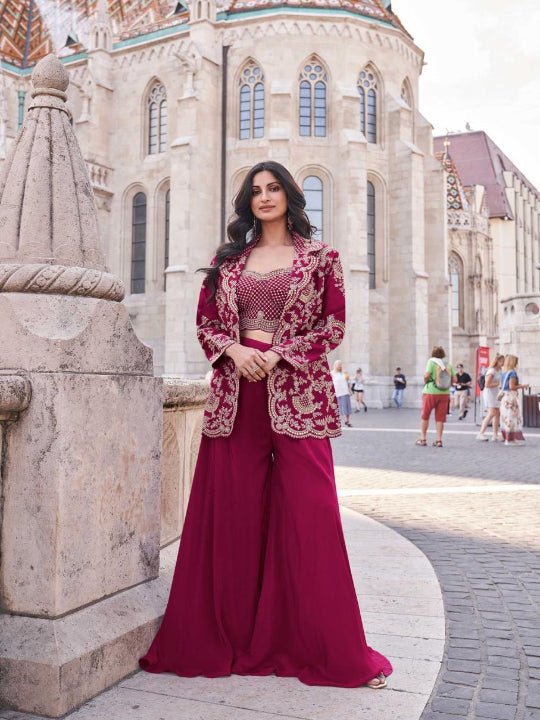 ES Trending Premium Silk Embroidered Work Plazzo Salwar Suit for Women