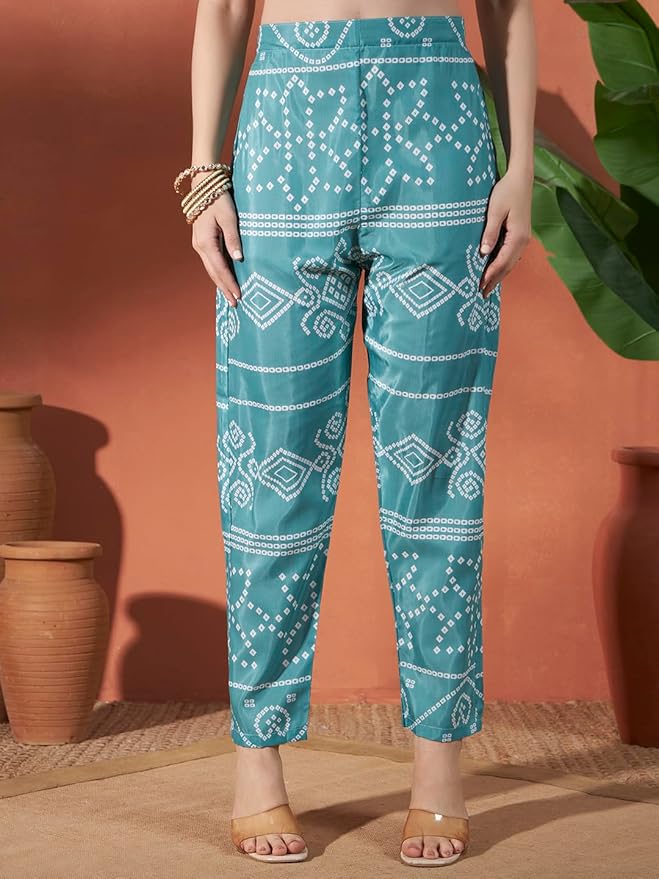 ICF Luxury Chinon Digital Print Suit Set with Embroidery & Mirror Work