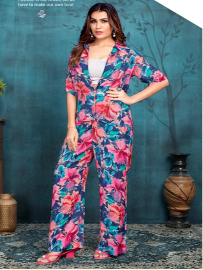 MV Designer & Stylish Viscose Maslin Cord-Set - Blue