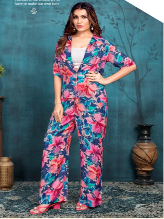 MV Designer & Stylish Viscose Maslin Cord-Set - Blue