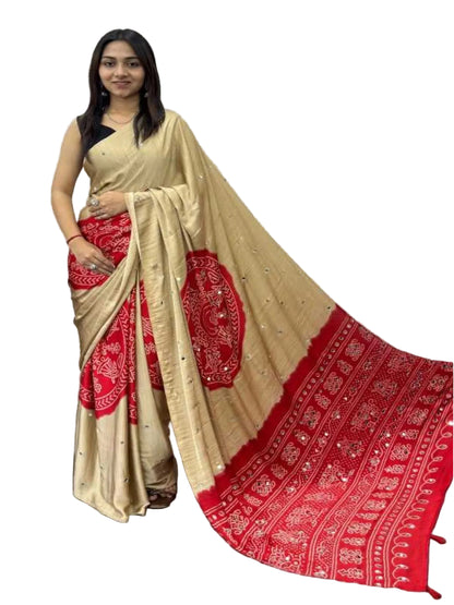 YNF Heavy Mirror Work Japan Satin Silk Saree with Latkan Pallu