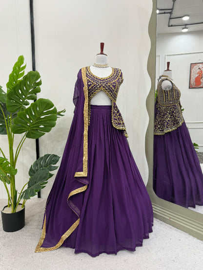 ES Faux Georgette Lehenga Set  with fully Stitched Blouse & Dupatta