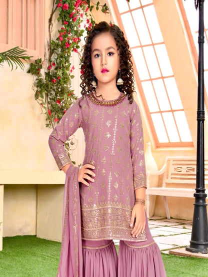 ES Trending Sequins Embroidered with Beautiful  Stitched  Top - Plazzo with Dupatta