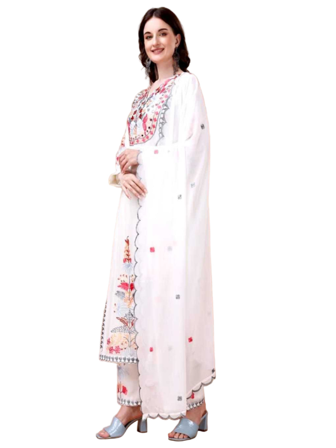 YNF Elegant 3-Piece Floral Embroidered Kurta Set for Festive Wear