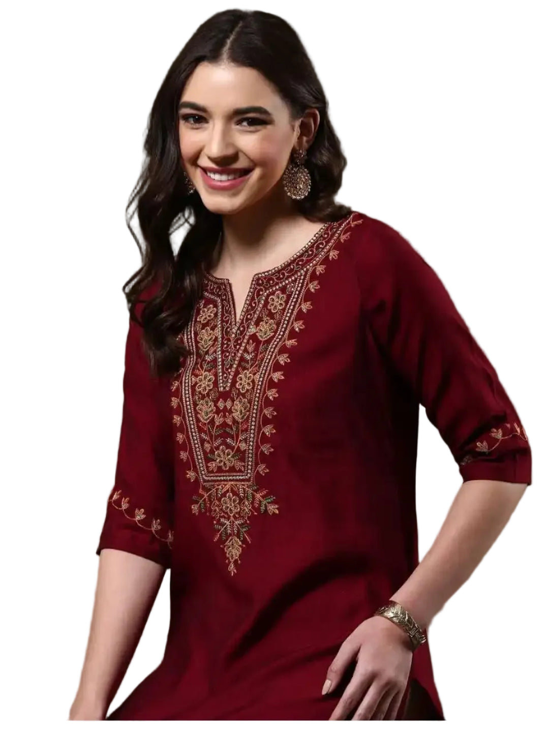 WT Women’s Viscose Rayon Straight Kurti with Elegant Embroidery Work