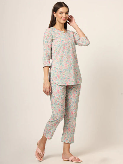 Divena Round & Collared Neck Cotton Night Suits with Payjama
