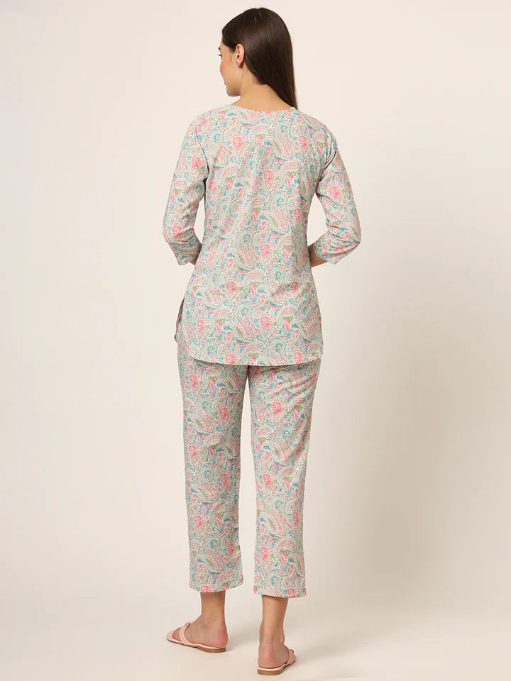 Divena Round & Collared Neck Cotton Night Suits with Payjama
