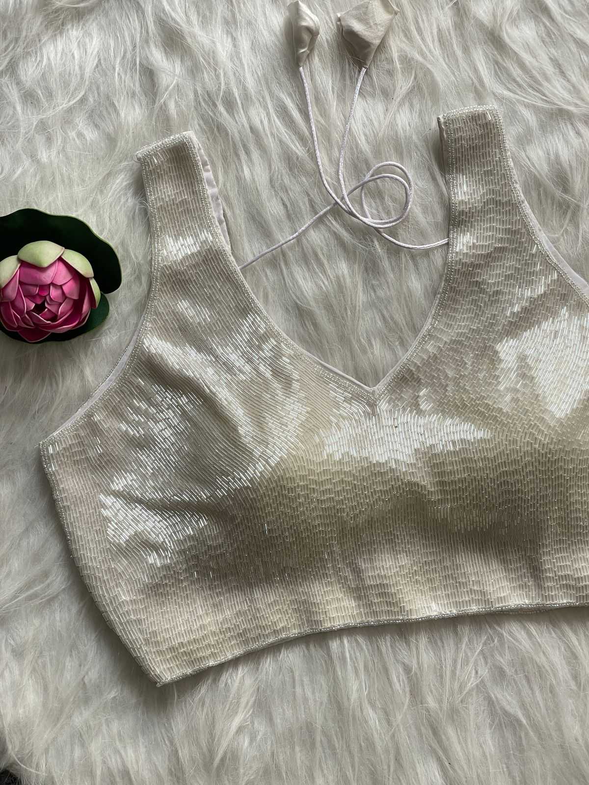 YNF Designer Silk Blouse with Pure Handwork Embroidery (Pearl & Moti Work) RTW