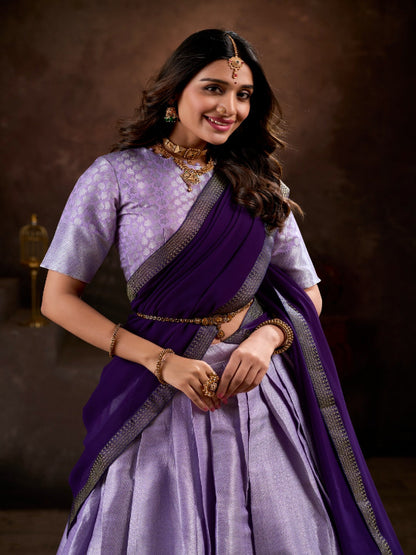 ES Elegant Jacquard Silk Lehenga Set with Weaving Work and Georgette Dupatta