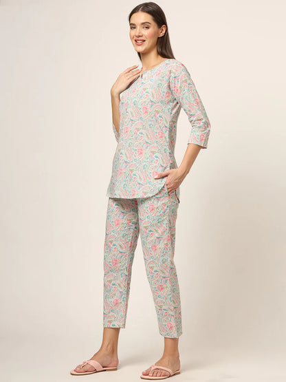 Divena Round & Collared Neck Cotton Night Suits with Payjama