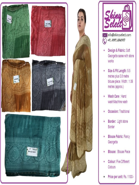 ShinySelect Soft & comfortable Georgette saree with light stone work