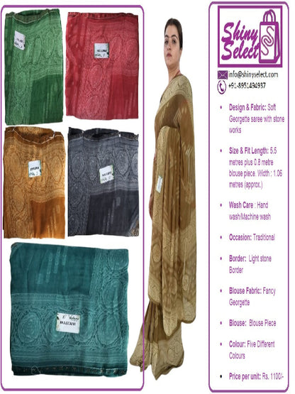 ShinySelect Soft & comfortable Georgette saree with light stone work