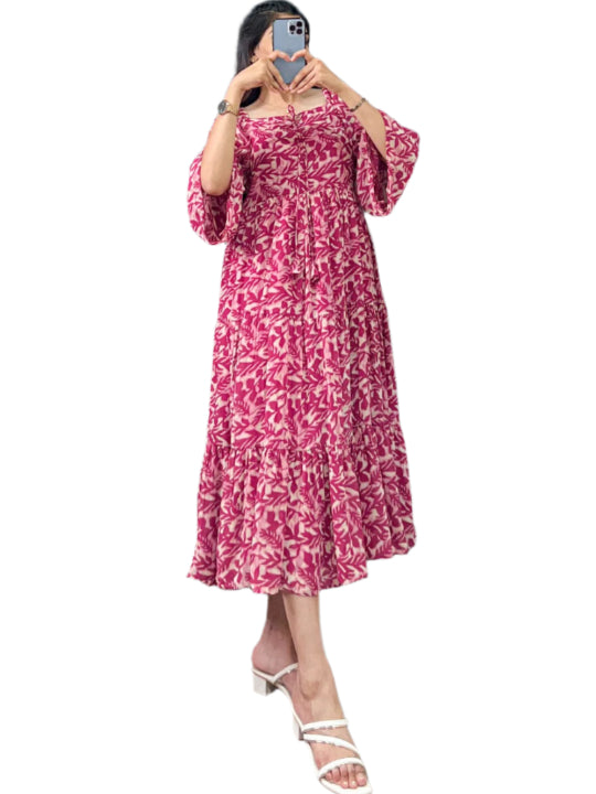 ES Women Georgette Multicolor Floral Printed Frock