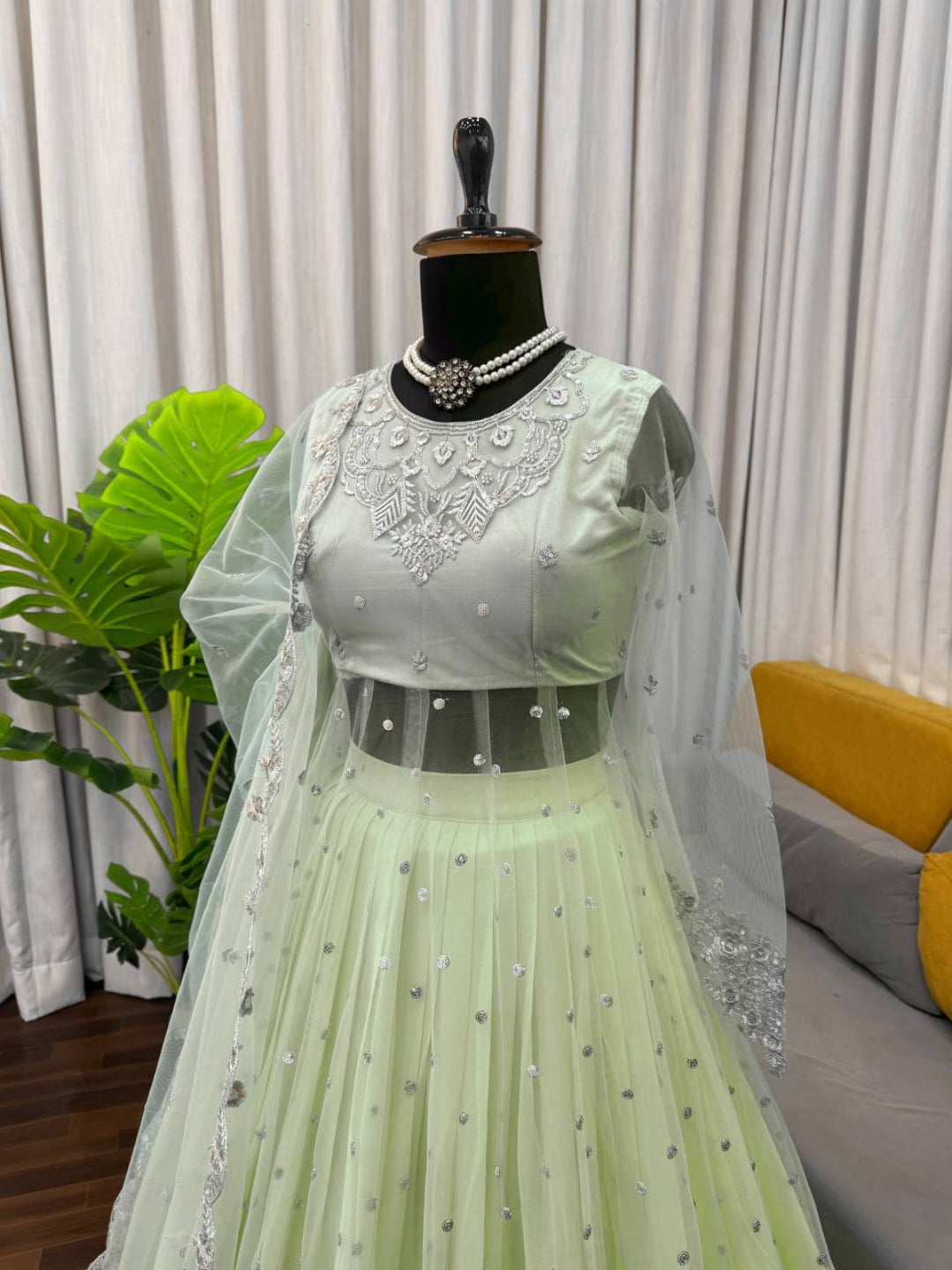 RE Women’s Festive Georgette Gown-Lehenga Set | Fully Stitched