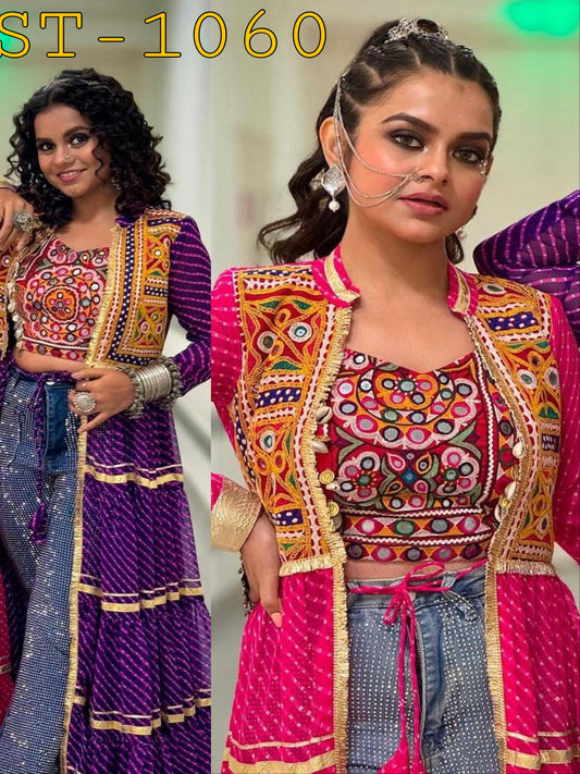 ES Premium Shrug & Blouse Set – Faux Georgette Designer Ethnic Fusion Wear