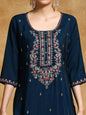 KF Zari Embroidered Yoke with All Over Floral Motif Buta Kurta with Trouser & Dupatta