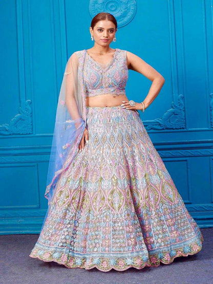 YNF Heavy Embroidered Soft Net Lehenga Choli with Real Mirror Handwork