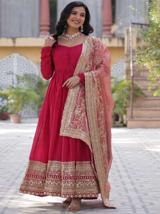 ES Shimmer Vichitra  Gown with Rich Sequins Embroidered work