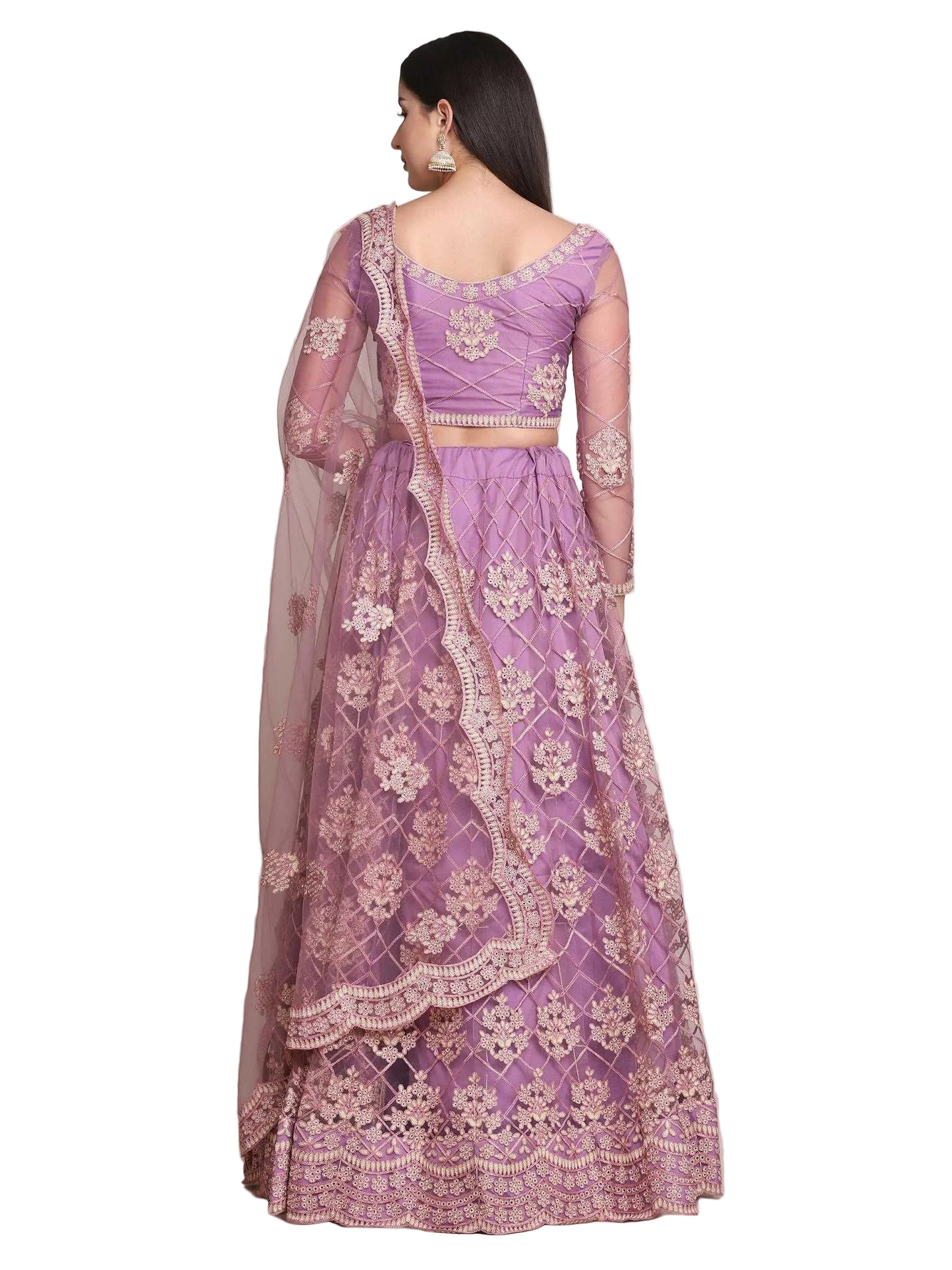 YNF Designer Purple Net Lehenga (Stitched) Choli Set with Heavy Embroidery and Stone Work