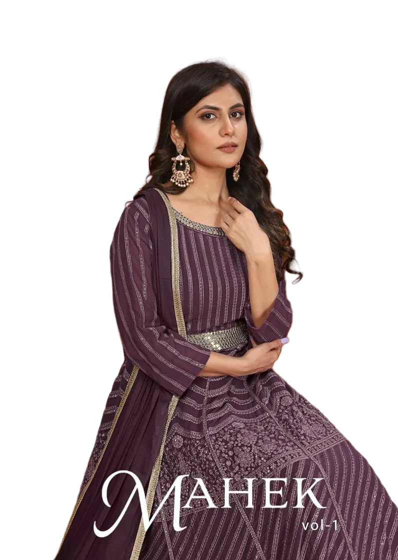 MV Premium Fox Georgette With Heavy Embroidery Work Gown & Dupatta