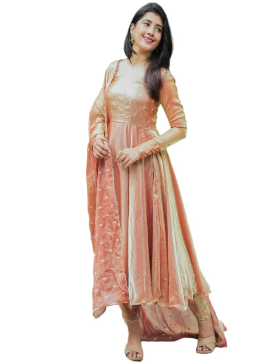 ES Women Premium Space Silk Gown & Dupatta with Sequence Embroidery Work
