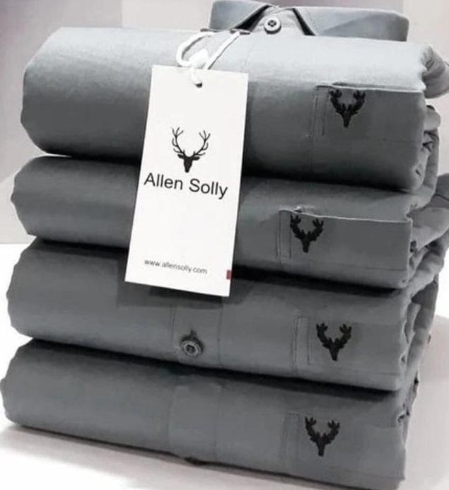 Men's Solid Cotton Formal Shirt Gray - Allen Solly