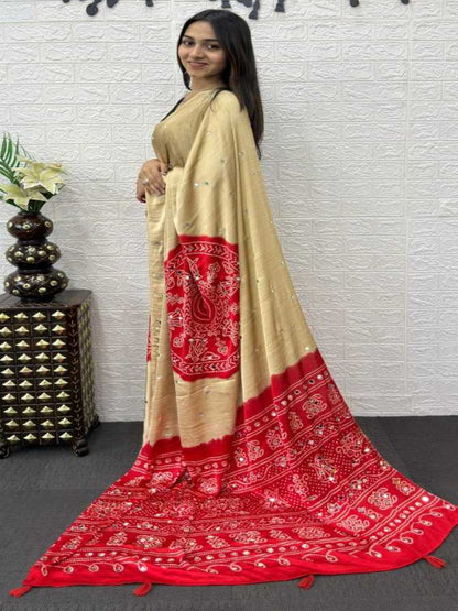 YNF Heavy Mirror Work Japan Satin Silk Saree with Latkan Pallu