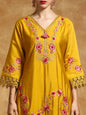 KF Floral Heavy Thread Embroidered Schffili Hem Kurta with Trouser & Dupatta