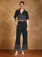 KF Thread Embroidered Crop Shirt with Flared Palazzo