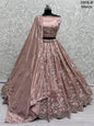 ES Gold Crush Pure Fabric Lehenga with Motif & Crystal Pipe Handwork