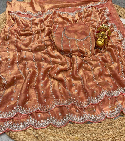 YNF Gorgeous Soft Space Silk Saree with Intricate Beads & Sequence Work