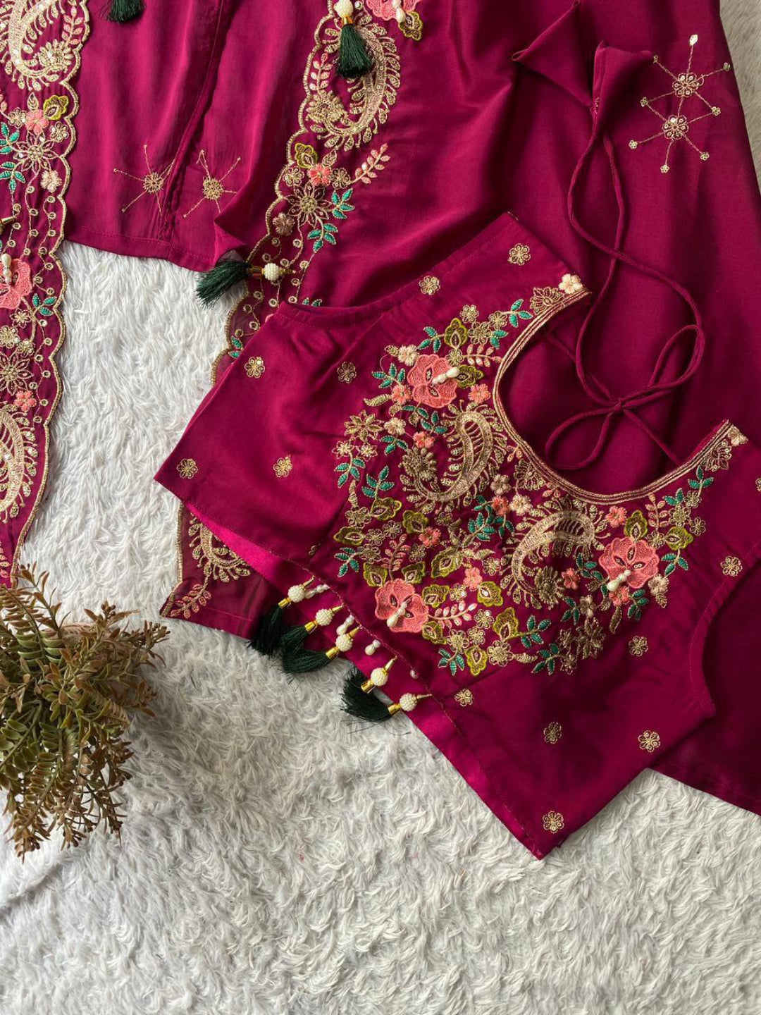 RE Premium Rangoli Silk 3-Piece Indo-Western Set | Sequence Embroidery Blouse, Dhoti & Shrug