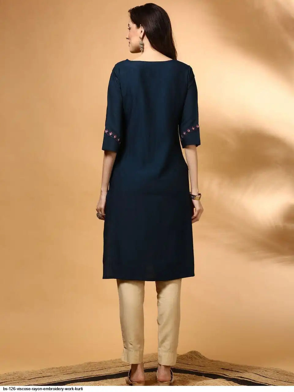 WT Women’s Viscose Rayon Straight Kurti with Elegant Embroidery Work