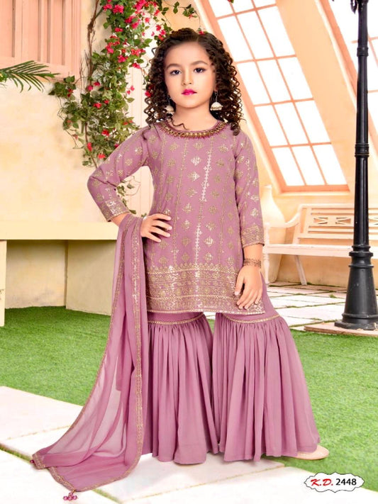 ES Trending Sequins Embroidered with Beautiful  Stitched  Top - Plazzo with Dupatta