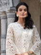 KF Women Floral Motif SchIffli Flared Sleeve Kurta With Trouser