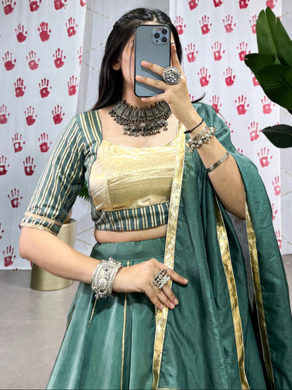 ES Premium Pure Chanderi Lehenga Set with Zari & Gota Patti