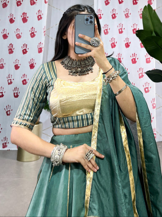 ES Premium Pure Chanderi Lehenga Set with Zari & Gota Patti